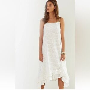 Anthropologie Bella Ruffled Crochet Midi Dress Medium